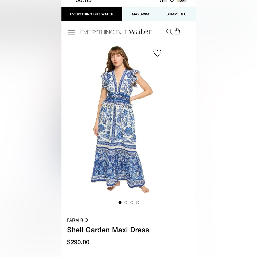 FARM Rio Blue and White Floral Maxi Dress